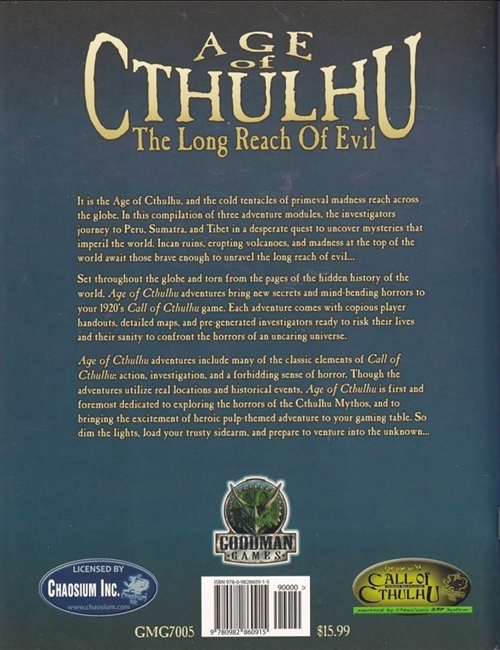 Call Of Cthulhu - 6th edition - Age of Cthulhu Vol 5 - The Long Reach Of Evil (B-Grade) (Genbrug)